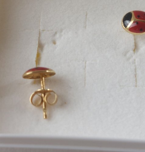 Paire de boucles doreilles, coccinelle, en or 18K