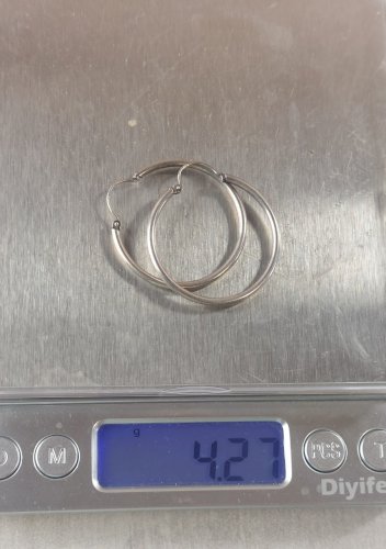 Paire de boucles d'oreilles créoles, en argent massif, 3 cm ^