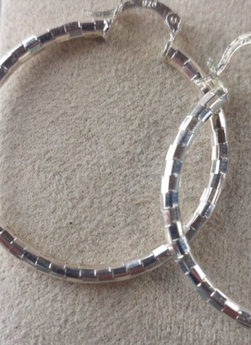 Paire de boucles d'oreilles créoles, en argent massif, 3,9 cm ^