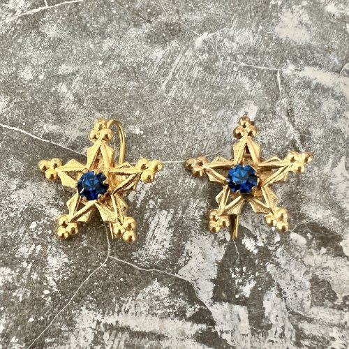 Paire de boucles d’oreilles étoile stock neuf ancienne vers 1930 dormeuses