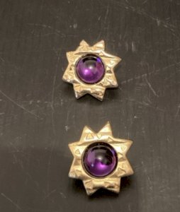 Pair of earrings in the shape of a sun, Biche de Bere Paris Vintage.