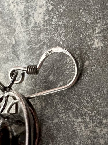 Paire de boucles d’oreilles pampilles perles argent massif 925 poinçonnés vintag