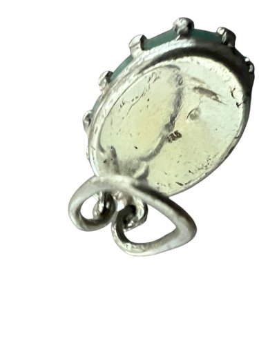 Paire de boucles d’oreilles vintage vers 1970 argent massif 835 Serti Amazonite