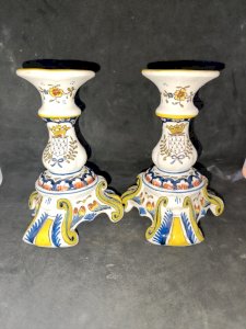 paire de bougeoir ancien marque val andre decor breton en bon etat