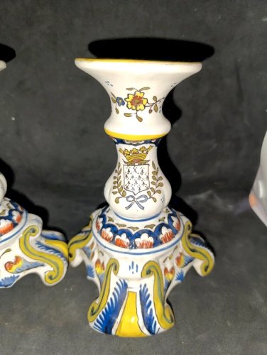 paire de bougeoir ancien marque val andre decor breton en bon etat