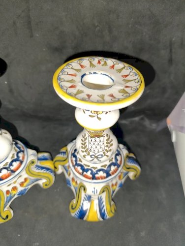 paire de bougeoir ancien marque val andre decor breton en bon etat