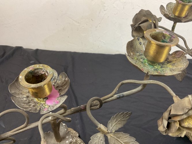 PAIRE DE BOUGEOIR AUTEL D EGLISE RELIGIEUX EN LAITON BRONZE XIXEME