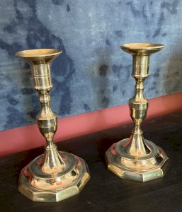 Paire de bougeoir ou flambeau - bronze doré XVIIIe 