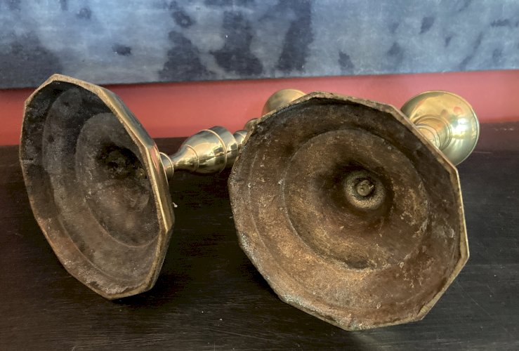 Paire de bougeoir ou flambeau - bronze doré XVIIIe 