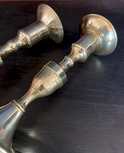 Paire de bougeoir ou flambeau - bronze doré XVIIIe 