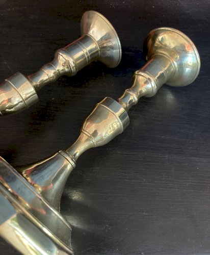 Paire de bougeoir ou flambeau - bronze doré XVIIIe 