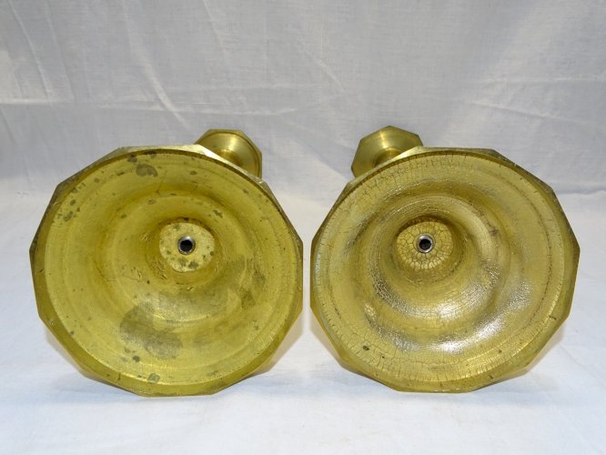-PAIRE de BOUGEOIRS BAROQUE XXe BRONZE ou LAITON déco BOUGIE COLLECTION     D