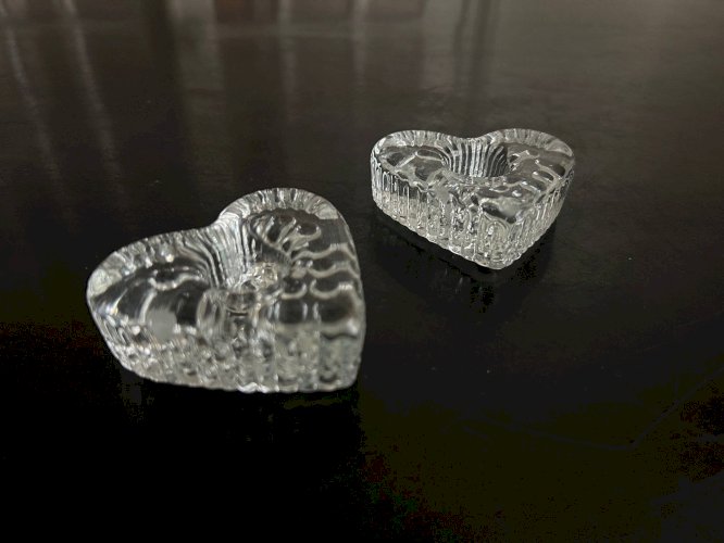 paire de bougeoirs coeur 1960