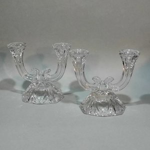 Pair of double candlesticks, vintage Art Deco style