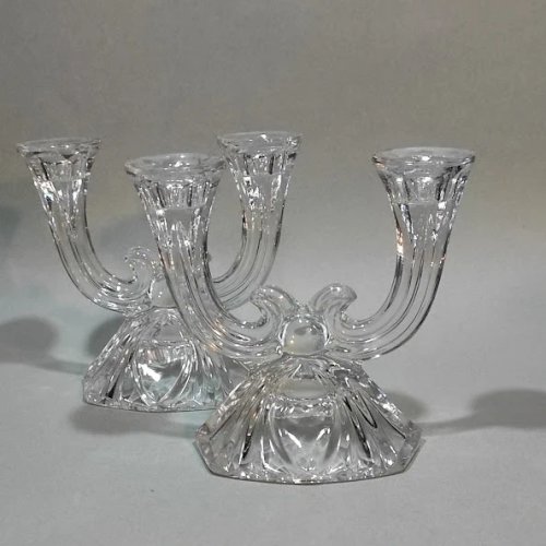 Paire de bougeoirs double, vintage style Art-Déco
