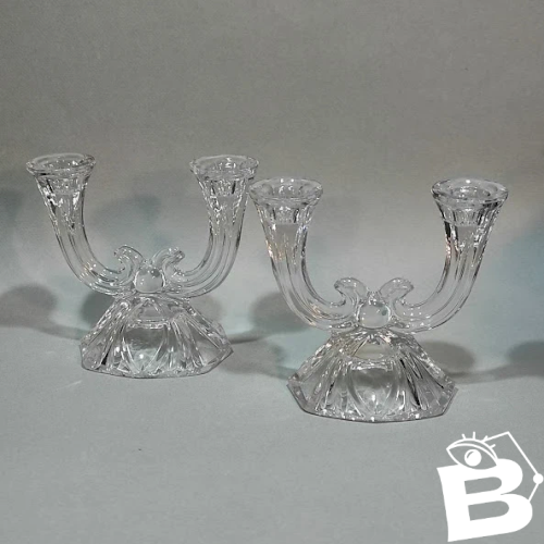 Paire de bougeoirs double, vintage style Art-Déco