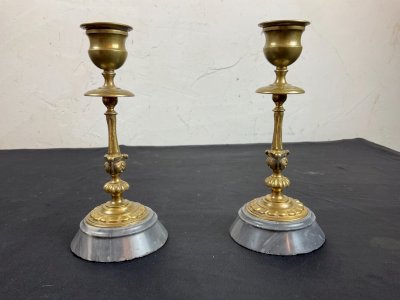 Pair of Candleholders, in bronze, Torches, 19th century