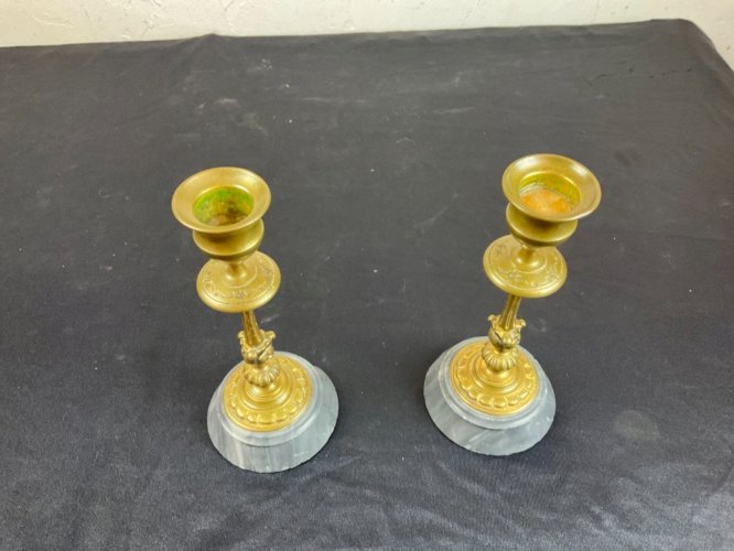 Paire de Bougeoirs, en bronze, Flambeaux, XIXème