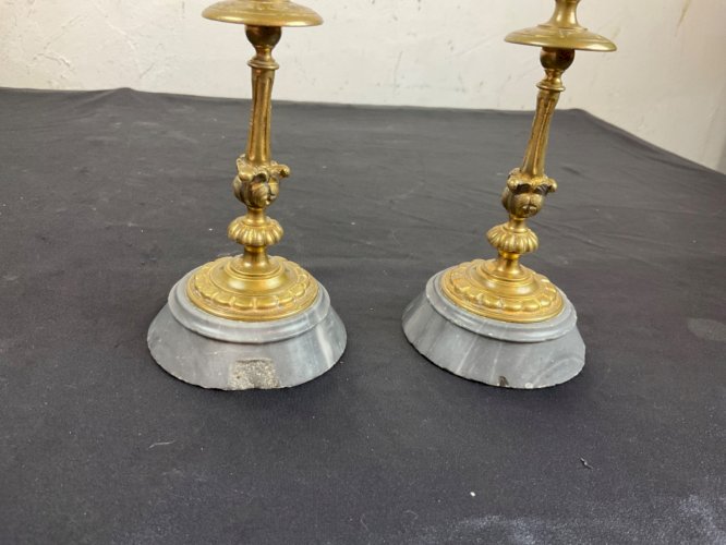 Paire de Bougeoirs, en bronze, Flambeaux, XIXème