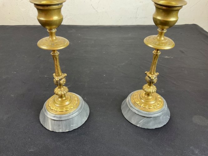 Paire de Bougeoirs, en bronze, Flambeaux, XIXème