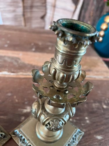 Paire de bougeoirs en bronze XIXe