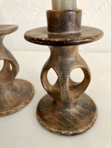 Paire de bougeoirs en stéatite, Kenya