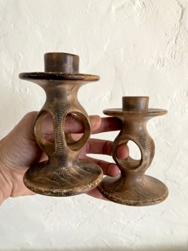 Paire de bougeoirs en stéatite, Kenya
