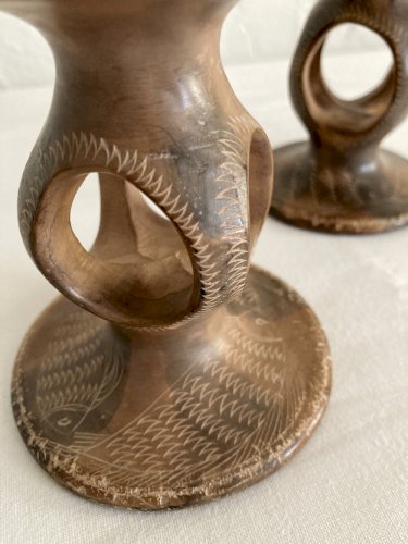 Paire de bougeoirs en stéatite, Kenya