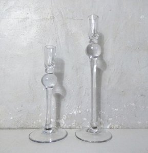 pair of blown glass candle holders