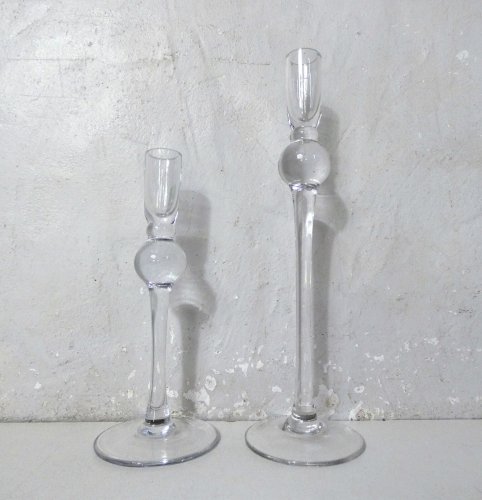 paire de bougeoirs en verre soufflé