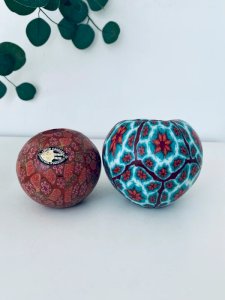 Pair of Millefiori Swazi Candles Vintage Candle Holders - Artisanal Craftsmanship