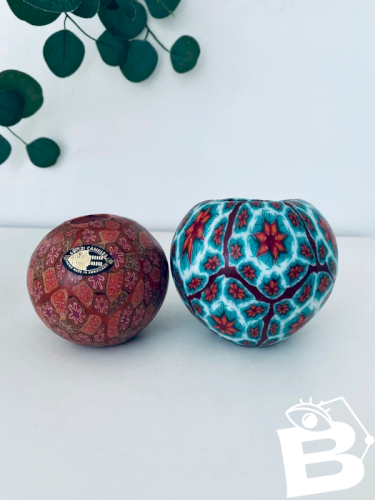 Paire de Bougies Photophores Millefiori Swazi Candles Vintage - Artisanat dArt