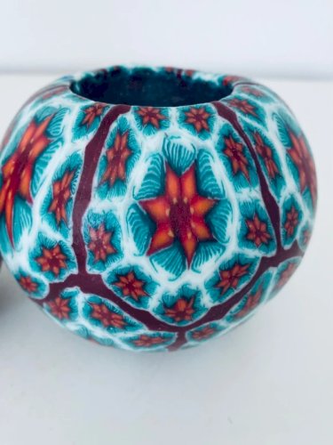 Paire de Bougies Photophores Millefiori Swazi Candles Vintage - Artisanat dArt