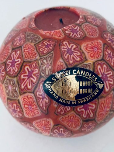 Paire de Bougies Photophores Millefiori Swazi Candles Vintage - Artisanat dArt
