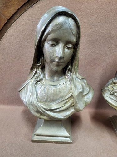 PAIRE DE BUSTES RELIGIEUX LE CHRIST EN REGULE