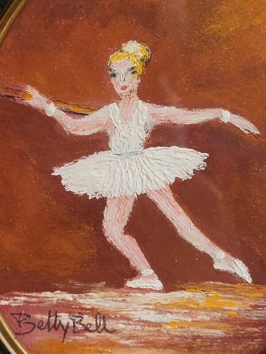 PAIRE DE CADRES MEDAILLON PEINTURE DE BETTY BELLE DANSEUSE CLASSIQUE
