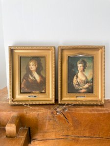 Pair of frames, silk painting