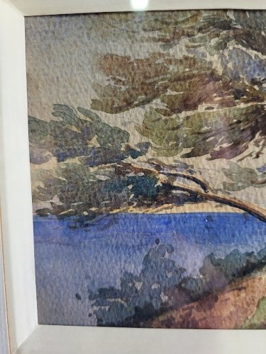 PAIRE DE CADRES TABLEAUX AQUARELLE SIGNES DE HENRI NARDI LES ENVIRONS DE TOULON