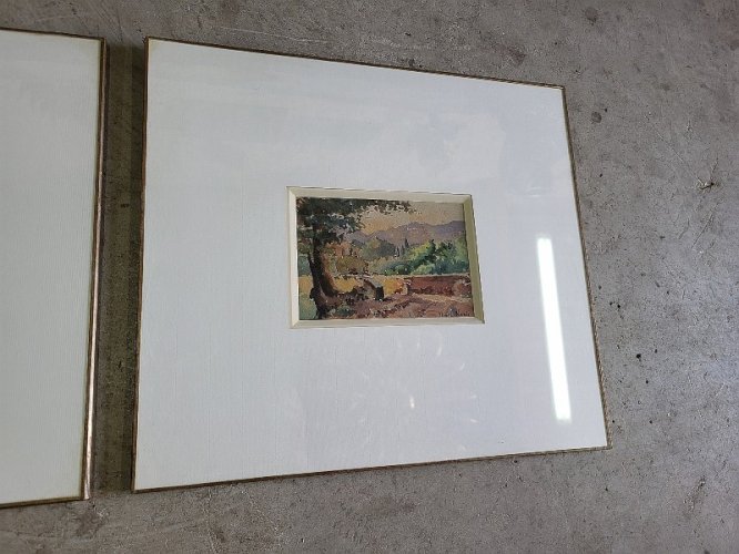 PAIRE DE CADRES TABLEAUX AQUARELLE SIGNES DE HENRI NARDI LES ENVIRONS DE TOULON