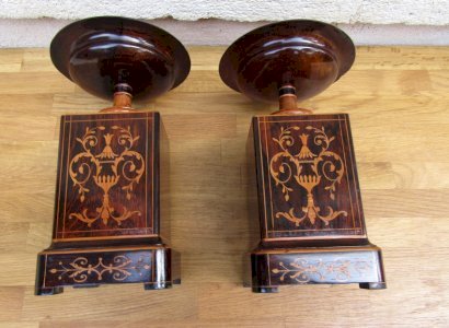 Paire de cassolettes CHARLES X palissandre et citronnier époque XIX  