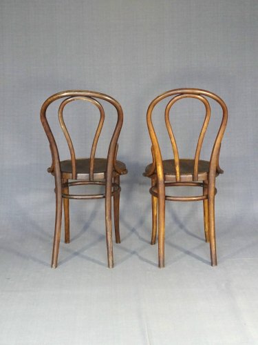 Paire de chaises bistrot KOHN N°18 1/2 de 1900, assise bois - No Thonet -