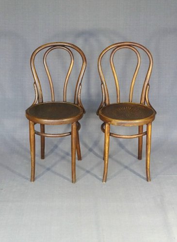 Paire de chaises bistrot KOHN N°18 1/2 de 1900, assise bois - No Thonet -