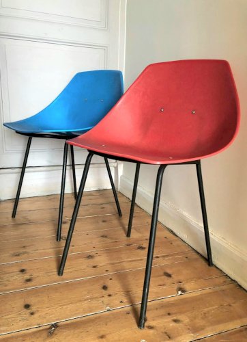 Paire de chaises vintage Pierre Guariche Meurop, meubles sièges anciens