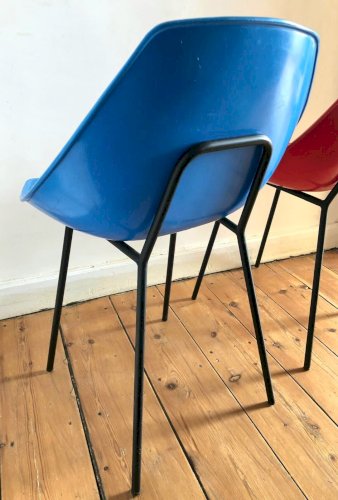 Paire de chaises vintage Pierre Guariche Meurop, meubles sièges anciens