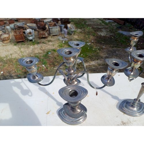 Paire de Chandeliers en Métal Argenté