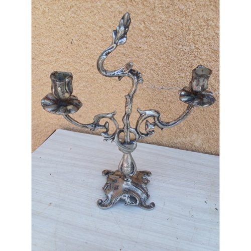 Paire de Chandeliers Métal Argenté