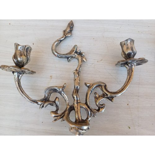 Paire de Chandeliers Métal Argenté