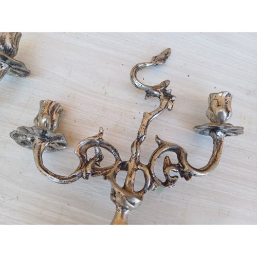 Paire de Chandeliers Métal Argenté