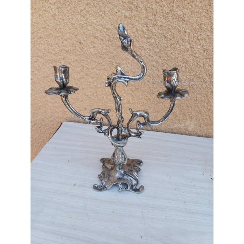 Paire de Chandeliers Métal Argenté