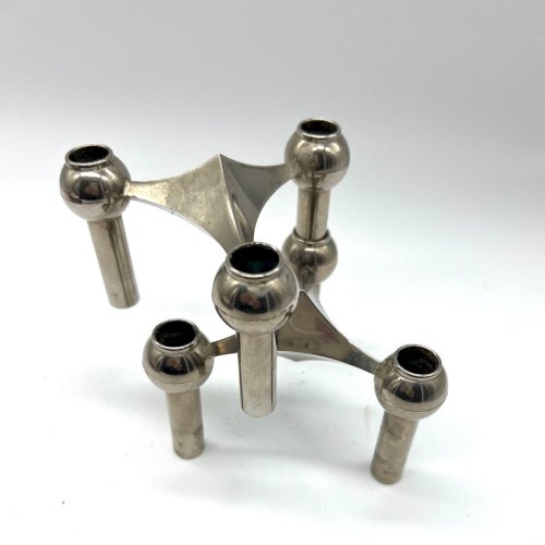 Paire de chandeliers modulables design Nagel – Métal chromé – Allemagne, 70''